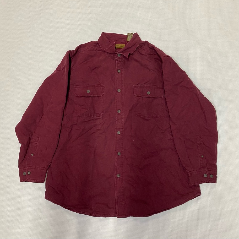 Faded Glory Men’s Canvas Shirt Jacket XL Burgundy Lined Workwear